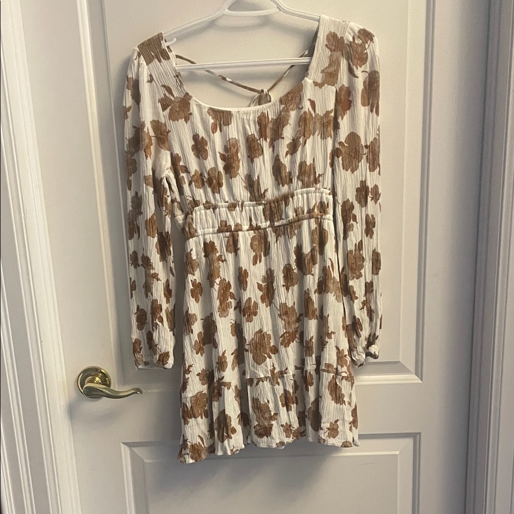 Altar'd State Brown and Cream Floral Mini Dress
